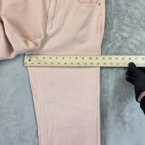 Uniqlo C Pants Womens 25 Pink Lyocell Linen Blend Straight Leg Jeans Zip Fly - Picture 6 of 11